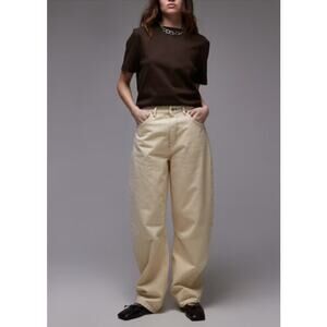 NEW! Topshop Mid Rise Barrel Jeans in BUTTERMILK YELLOW (26)